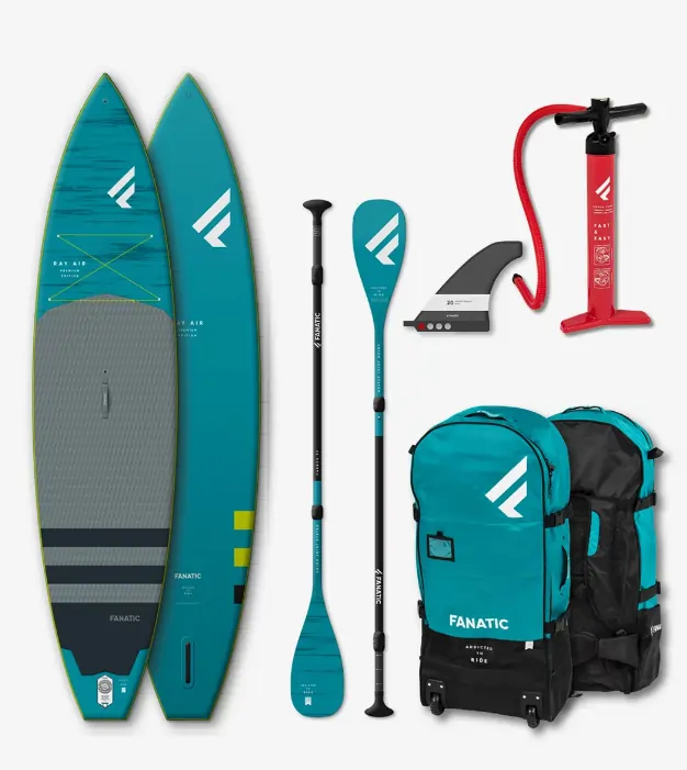 Bild von grünblauem SUP - Fanatic SUP Ray Air Premium Set